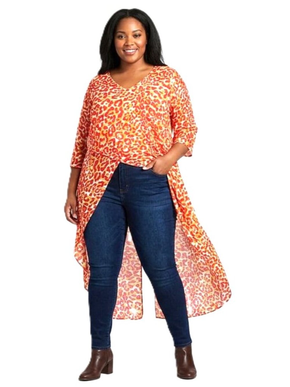 MIDNIGHT VELVET Dramatic Hi-Lo Tunic Top. Plus Size 2X